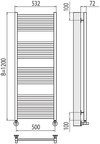 Полотенцесушитель водяной лесенка Terminus Аврора П22 500х1200 полированная сталь 4670078529398