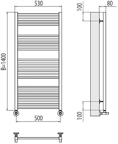 Полотенцесушитель водяной лесенка Terminus Ватикан П22 500х1400 полированная сталь 4670078530547