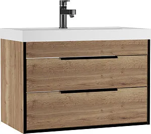 Тумба под умывальник подвесной Домино Bazis 80 дуб галифакс табак DA6105T, 1