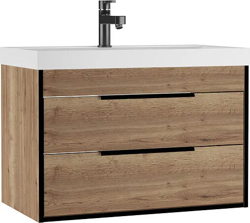 Тумба под умывальник подвесной Домино Bazis 80 дуб галифакс табак DA6105T
