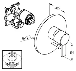 Смеситель для ванны скрытого монтажа Kludi Zenta белый/хром 386509175 Смеситель для ванны скрытого монтажа Kludi Zenta белый/хром 386509175, 2