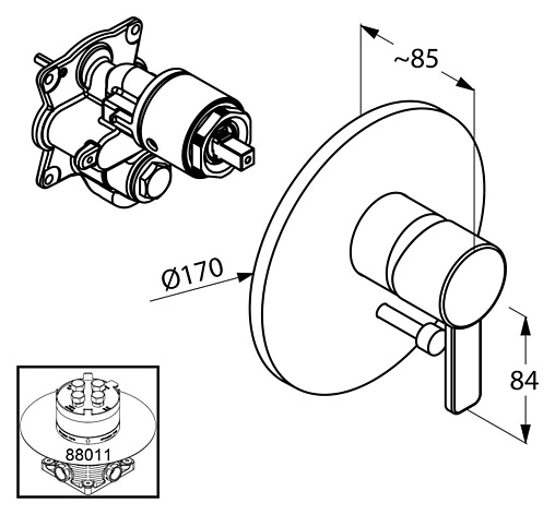 Смеситель для ванны скрытого монтажа Kludi Zenta белый/хром 386509175