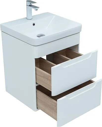 Тумба-умывальник подвесная Aquanet София 50 белый глянец 00274171+11050-KL