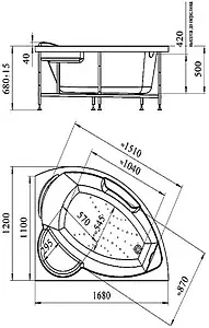 Ванна акриловая Radomir Алари 168х120 L 2-01-0-1-1-218 Ванна акриловая Radomir Алари 168х120 L 2-01-0-1-1-218, 2