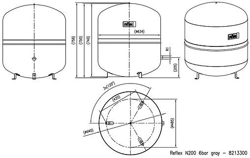 Расширительный бак Reflex N 200л 6 бар 8213300