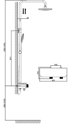 Душевая система с термостатом для ванны D&K Bayern.Potsdam хром DA2193701B17 Душевая система с термостатом для ванны D&K Bayern.Potsdam хром DA2193701B17