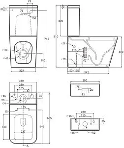 Унитаз-компакт безободковый Hansmann keramik Kvadro белый УНИ0005, 2