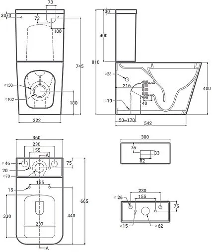 Унитаз-компакт безободковый Hansmann keramik Kvadro белый УНИ0005