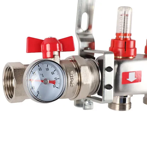 Группа коллекторная с расходомерами 5 отводов 1&quot;в/в x ¾&quot;ек Rommer RMS-1210-000005