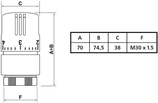 Головка термостатическая М30x1.5 Valtec белый VT.1000.0.0