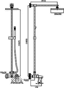 Душевая система со смесителем для ванны Cezares Quattro хром QUATTRO-C-CVD-01 Душевая система со смесителем для ванны Cezares Quattro хром QUATTRO-C-CVD-01, 2