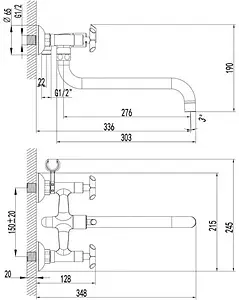 Смеситель для ванны с длинным изливом Lemark Practica хром LM7551C Смеситель для ванны с длинным изливом Lemark Practica хром LM7551C, 2
