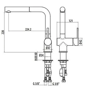Смеситель для кухни с выдвижным изливом Gattoni Modern хром 4070/PCСO, 2