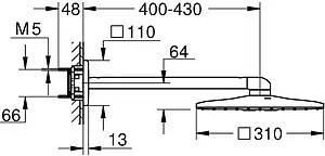 Лейка верхнего душа с настенным креплением Grohe Rainshower SmartActive Cube белый/хром 26479LS0 Лейка верхнего душа с настенным креплением Grohe Rainshower SmartActive Cube белый/хром 26479LS0, 2