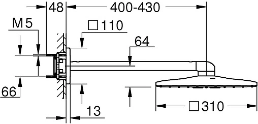 Лейка верхнего душа с настенным креплением Grohe Rainshower SmartActive Cube белый/хром 26479LS0