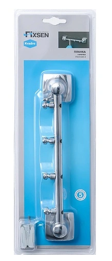 Планка с 4-мя крючками Fixsen Kvadro хром FX-61305-4