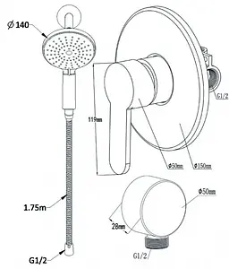 Смеситель для душа скрытого монтажа Swedbe Platta хром 5532, 2