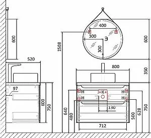 Тумба под умывальник подвесная Jorno Wood 80 белый wood.01.80/P/W Тумба под умывальник подвесная Jorno Wood 80 белый wood.01.80/P/W, 2