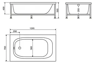 Ванна акриловая BelBagno 130x70 BB101-130-70 Ванна акриловая BelBagno 130x70 BB101-130-70, 2