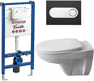 Комплект 6 в 1 Pestan Fluenta Basic SET40006460OB с кнопкой Onyx кнопки/белый, рамка/черный Комплект 6 в 1 Pestan Fluenta Basic SET40006460OB с кнопкой Onyx кнопки/белый, рамка/черный, 1