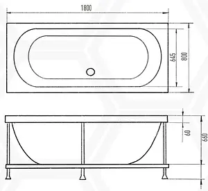 Ванна акриловая Eurolux Orio 180х80 E1016075028 Ванна акриловая Eurolux Orio 180х80 E1016075028, 2