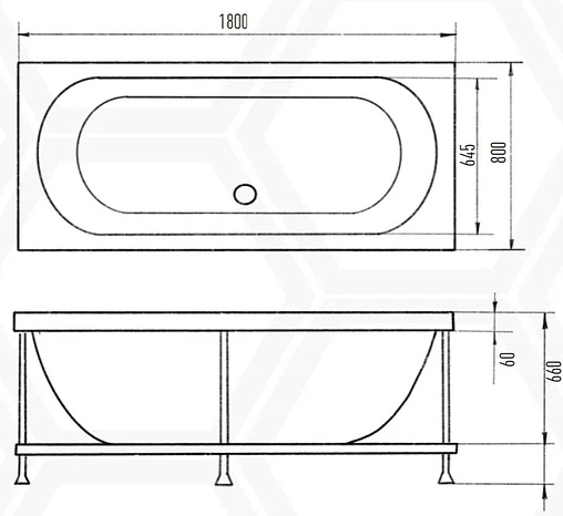 Ванна акриловая Eurolux Orio 180х80 E1016075028 Ванна акриловая Eurolux Orio 180х80 E1016075028