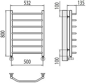 Полотенцесушитель водяной лесенка Terminus Виктория П8 500х800 полированная сталь 4670078530134, 2