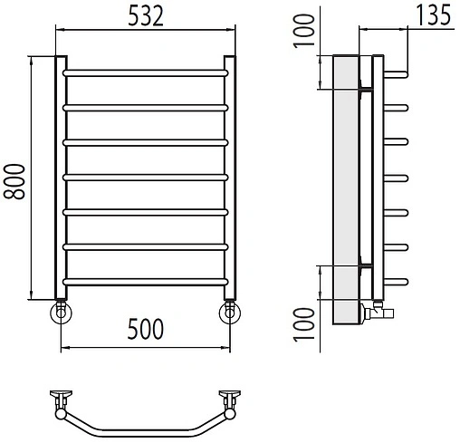 Полотенцесушитель водяной лесенка Terminus Виктория П8 500х800 полированная сталь 4670078530134