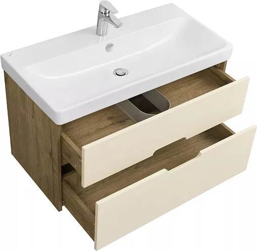 Тумба-умывальник подвесная Aquaton Оливия 90 бежевый/дуб веллингтон 1A2544K0OLVG0 Тумба-умывальник подвесная Aquaton Оливия 90 бежевый/дуб веллингтон 1A2544K0OLVG0