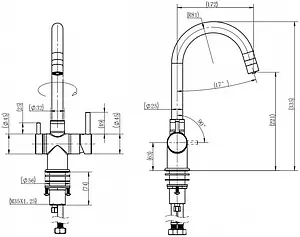 Смеситель для кухни с подключением к фильтру Swedbe Selene Plus нержавеющая сталь 8040, 2