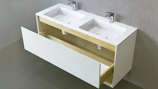 Тумба-умывальник подвесная Jorno Glass 120 белый/дуб сонома Gla.01.122/P/W+Mol.08.120/W