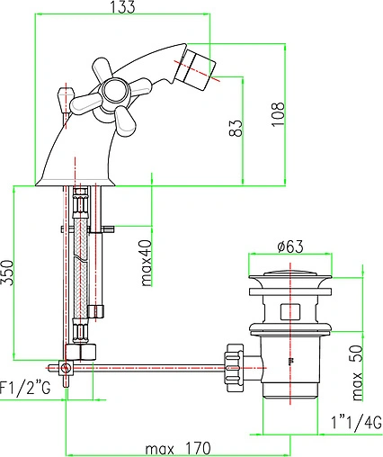 Смеситель для биде Fiore Margot хром 26CR0632 Смеситель для биде Fiore Margot хром 26CR0632
