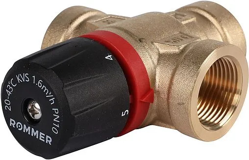 Трехходовой термостатический смесительный клапан ¾&quot; +20...+43°С Kvs 1.6 Rommer RVM-0111-164320