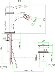 Смеситель для биде Fiore Jafar хром 47CR5321 Смеситель для биде Fiore Jafar хром 47CR5321, 2