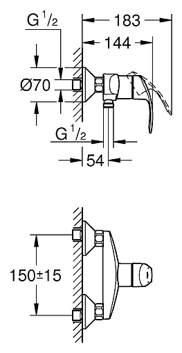Смеситель для душа Grohe Eurosmart New хром 33555002
