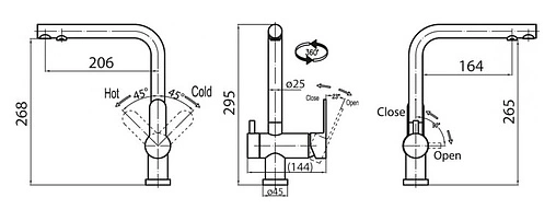 Смеситель для кухни с подключением к фильтру BelBagno Tanaro хром TAN-LACM-CRM