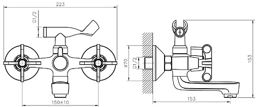Смеситель для ванны Rossinka хром RS42-83