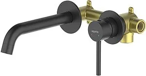 Смеситель для раковины из стены Aquatek Европа чёрный матовый AQ1313MB, 1