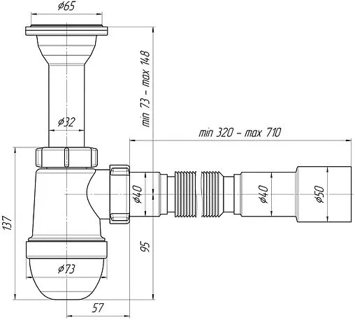 Сифон бутылочный для раковины Ани Пласт белый C2015 Сифон бутылочный для раковины Ани Пласт белый C2015