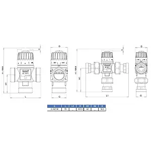 Трехходовой термостатический смесительный клапан ¾" +20...+43°С Kvs 1.6 Barberi L-comfort V07 M20 0AA Трехходовой термостатический смесительный клапан ¾" +20...+43°С Kvs 1.6 Barberi L-comfort V07 M20 0AA, 2