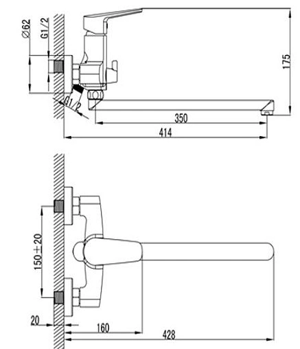 Смеситель для ванны с длинным изливом SMARTsant Инлайн хром SM103508AA Смеситель для ванны с длинным изливом SMARTsant Инлайн хром SM103508AA