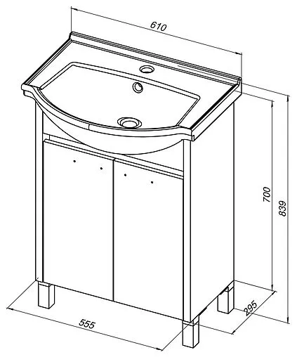 Тумба-умывальник напольная Aquanet Донна 60 белый/белый дуб 00273996+00170121
