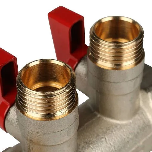 Коллектор запорный проходной 2 отвода красный 1"в/н x ½"н Stout SMB 6200 011202