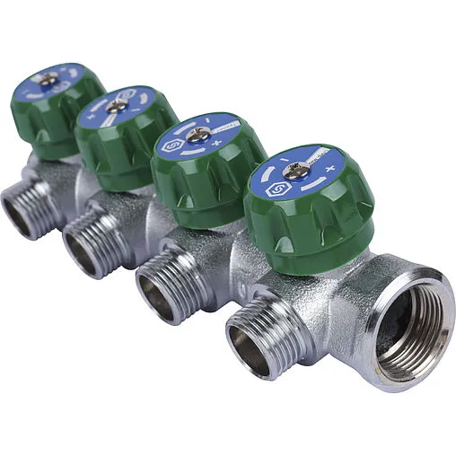 Коллектор регулирующий проходной 4 отвода ¾&quot;в/н x ½&quot;к Stout SMB-6850-341204