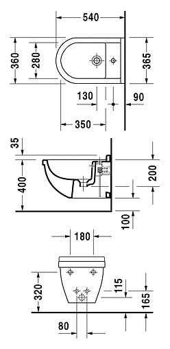 Биде подвесное Duravit Starck 3 белый 2280150000 Биде подвесное Duravit Starck 3 белый 2280150000