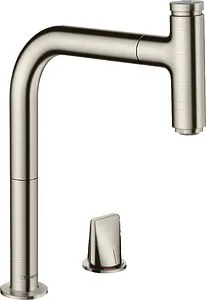 Смеситель для кухни с выдвижным изливом Hansgrohe Metris Select M71 200 1jet sBox под сталь 73804800, 1