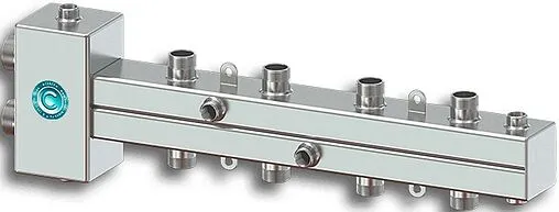 Распределительный коллектор 4 контура с гидрострелкой 1¼&quot;н x 1&quot;н Север-Т4(Aisi) 1915031