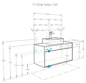 Тумба-умывальник подвесная Aquaton Лофт Урбан 100 графит/орегон 1A2477K1LQX60, 2