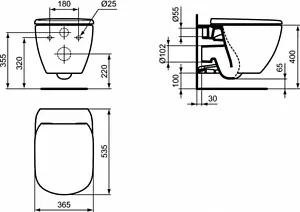Унитаз подвесной безободковый Ideal Standard Tesi AquaBlade белый T007901 Унитаз подвесной безободковый Ideal Standard Tesi AquaBlade белый T007901, 2