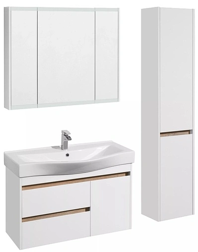 Шкаф-зеркало Aquaton Нортон 100 белый глянец 1A249302NT010